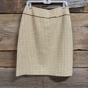 Banana Republic Wool Pencil skirt with equestrian trim, Tan/White, 10